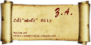 Zámbó Aliz névjegykártya